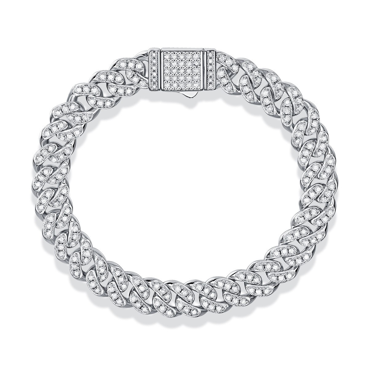 Moissanite cuban link bracelet in 925 sterling silver
