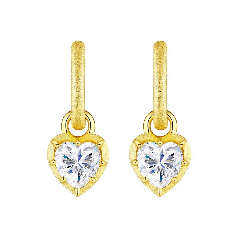 Moissanite heart drop earrings in 925 sterling silver