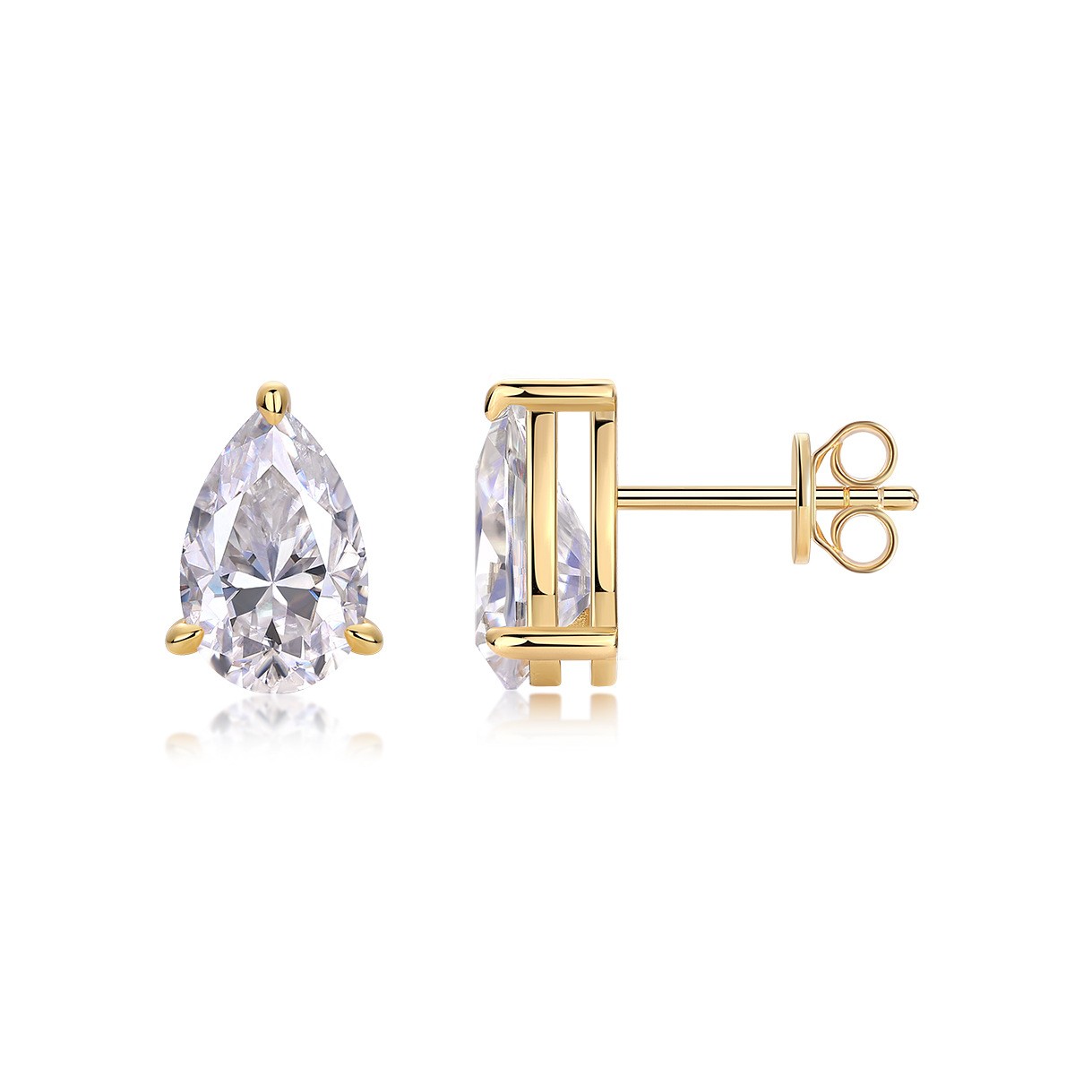 Moissanite pear stud earrings in 925 sterling silver